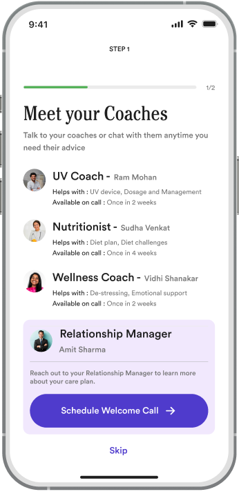 Meet your coaches: UV coach, nutritionist, wellness coach and a relationship manager.